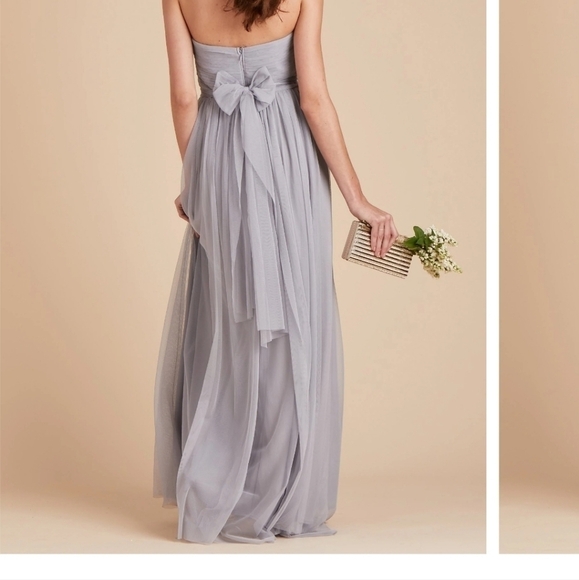 BIRDY Grey Christina Convertible Tullie Silver Maxi Prom Dress Women's Size XS - Picture 2 of 14